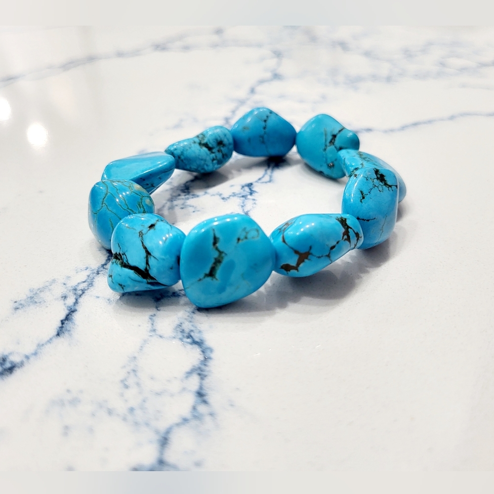 Turquoise Nugget Stretch Bracelet
